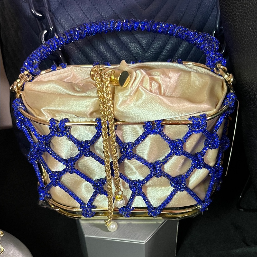 Elegant Blue and Gold Women's Bag